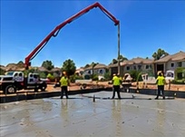 Boom pump on a residential street