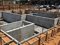 Poured foundation walls and footings