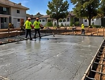 Crew working a commercial slab