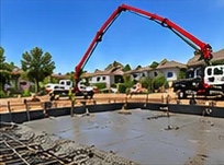 Slab pour in a residential neighborhood