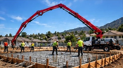 Bulldog crew pumping a large residential slab