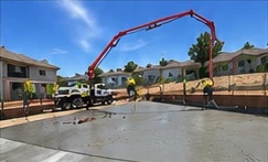 Boom pump pouring a residential slab